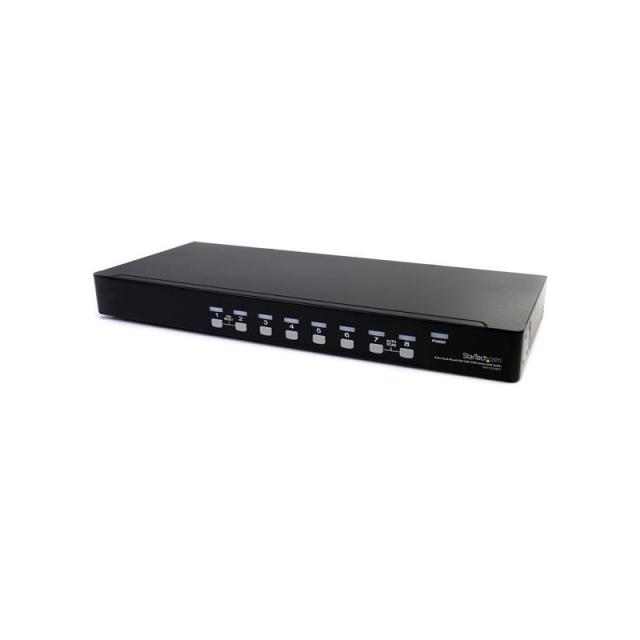 StarTech.com - Conmutador Switch KVM 8 Puertos de Vídeo VGA HD15 USB 2.0 USB A y Audio - 1U Rack Estante