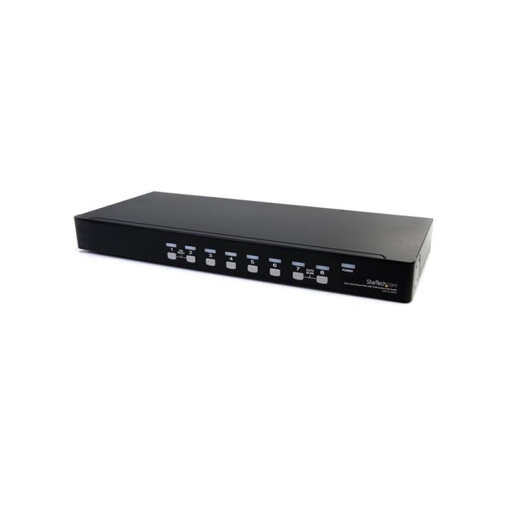StarTech.com - Conmutador Switch KVM 8 Puertos de Vídeo VGA HD15 USB 2.0 USB A y Audio - 1U Rack Estante