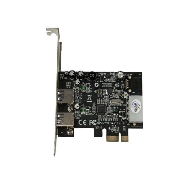StarTech.com - Adaptador Tarjeta Controladora PCI Express PCI-E 2 Puertos USB 3.0 con Alimentación Molex y UASP