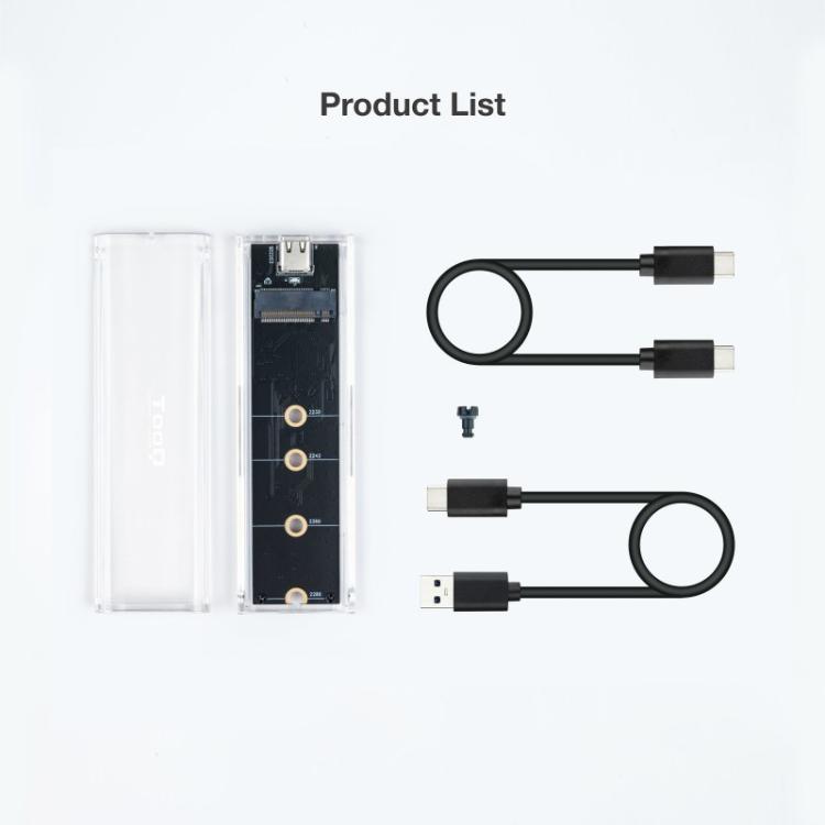 TooQ - Caja Externa para SSD M.2 NGFF/NVMe, Transparente, RGB