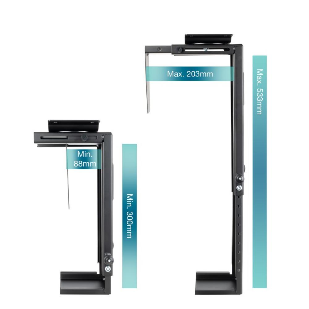 TooQ - Soporte Metálico para CPU para Escritorio/Pared, Negro