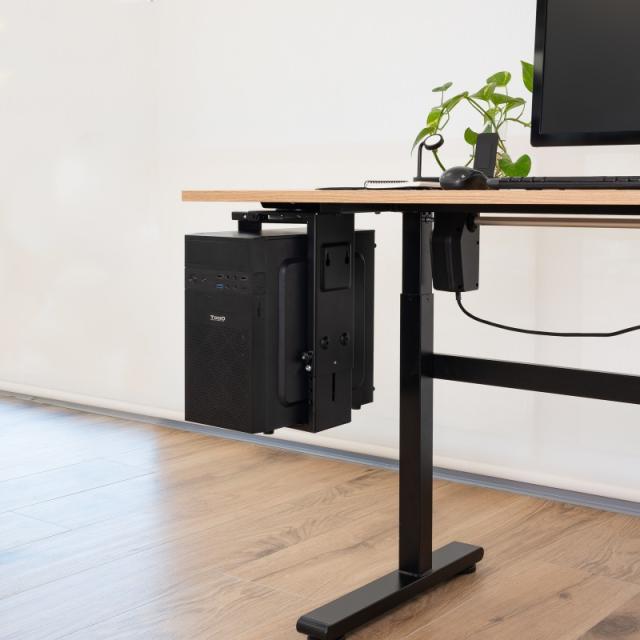 TooQ - Soporte Metálico para CPU para Escritorio/Pared, Negro