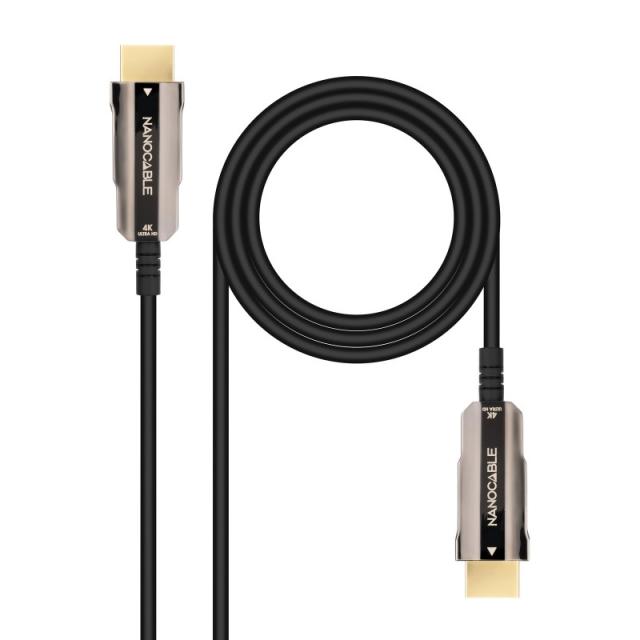 Nanocable - Cable HDMI V2.0 AOC 4K@60Hz 18Gbps A/M-A/M, Negro, 10 m