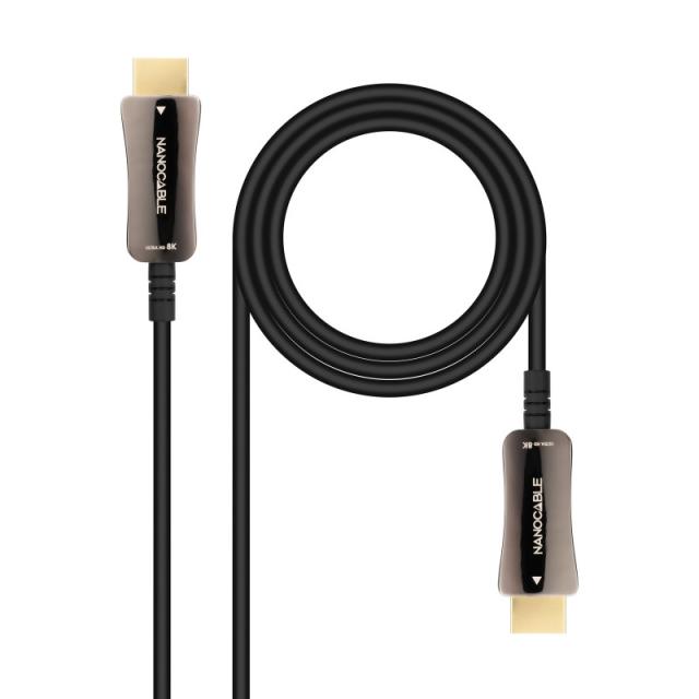 Nanocable - Cable HDMI V2.1 AOC 8K@60Hz 4K@120Hz 48Gbps A/M-A/M, Negro, 20 m