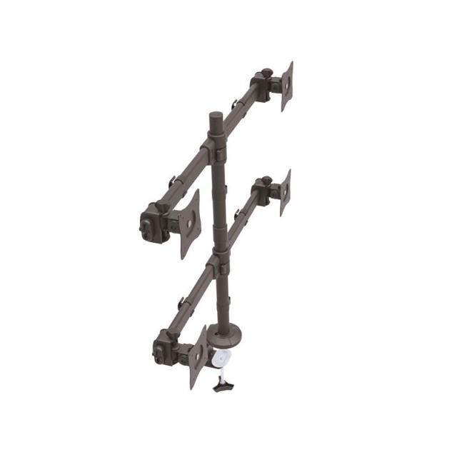 StarTech.com - Brazo de Escritorio para 4 Monitores 2x2 de hasta 27" con Montaje VESA- Soporte Ergonómico con Mástil, Articulado