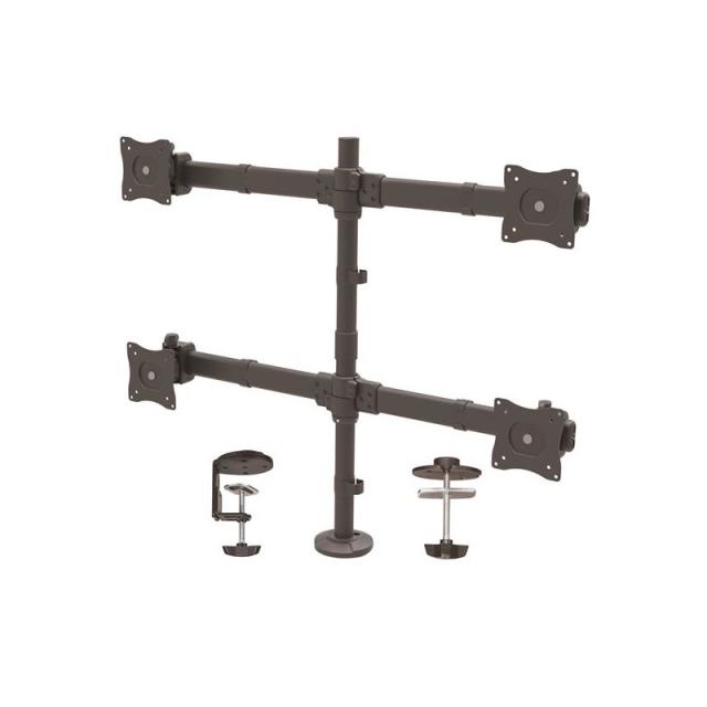 StarTech.com - Brazo de Escritorio para 4 Monitores 2x2 de hasta 27" con Montaje VESA- Soporte Ergonómico con Mástil, Articulado