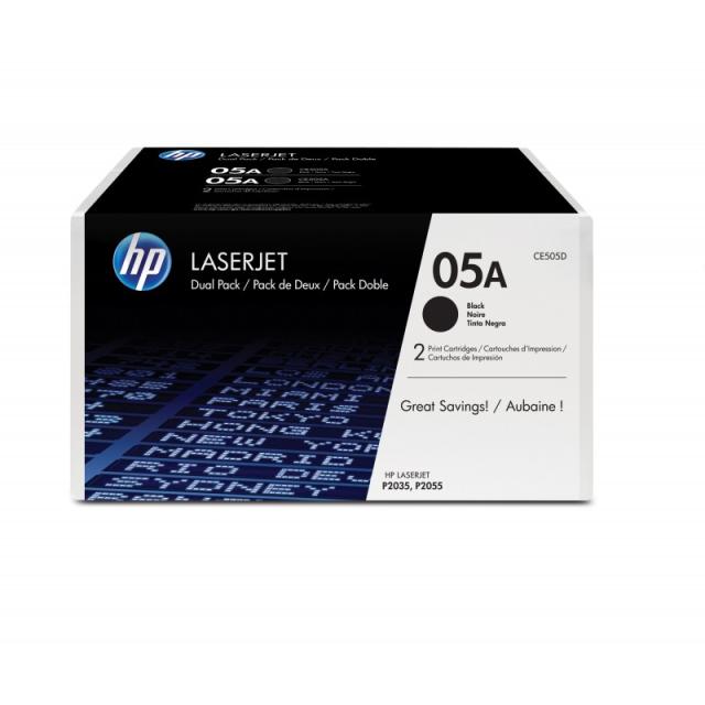 HP - Pack de 2 cartuchos de tóner originales 05A LaserJet negro