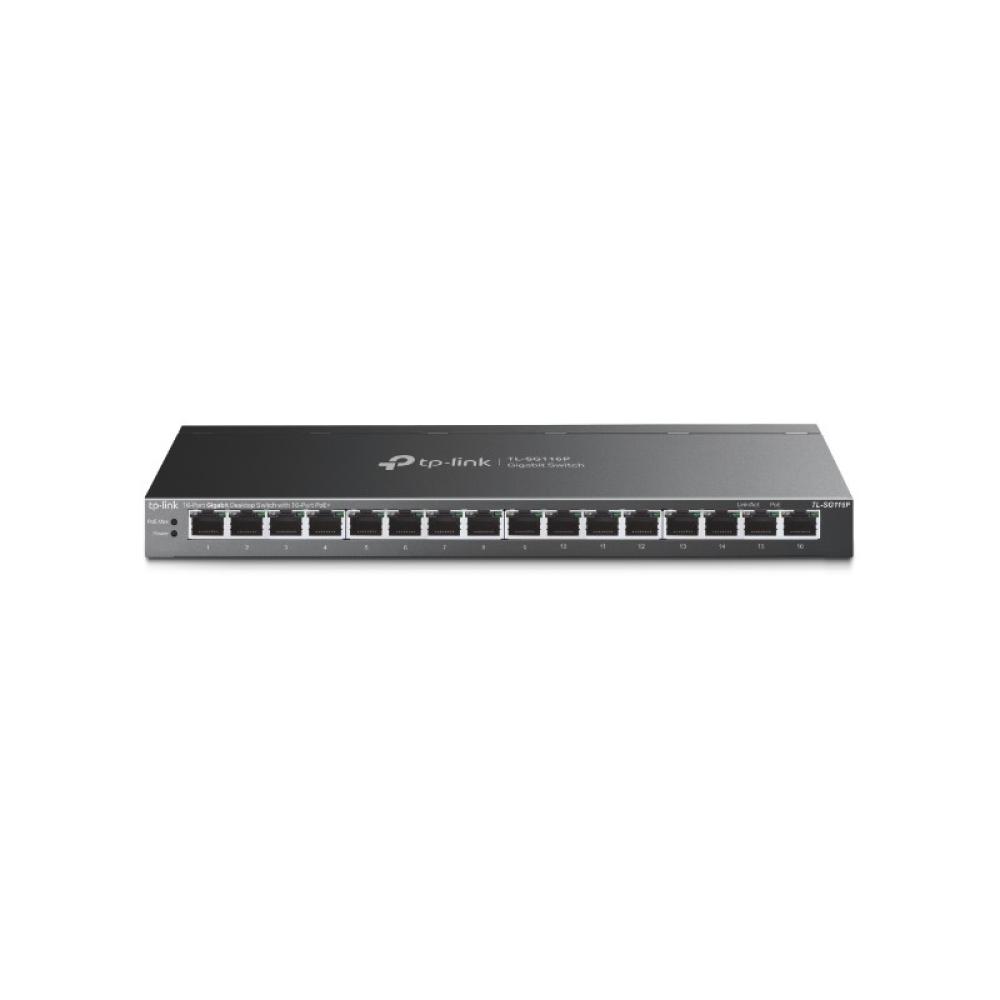 TP-Link - TL-SG116P switch No administrado Gigabit Ethernet (10/100/1000) Energía sobre Ethernet (PoE) Negro