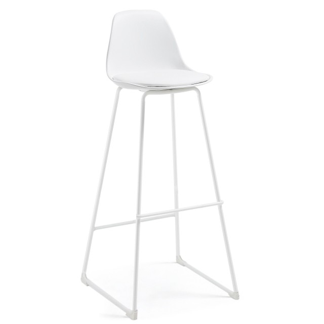 Taburete TOWER, epoxi blanco, carcasa y tapizado blanco
