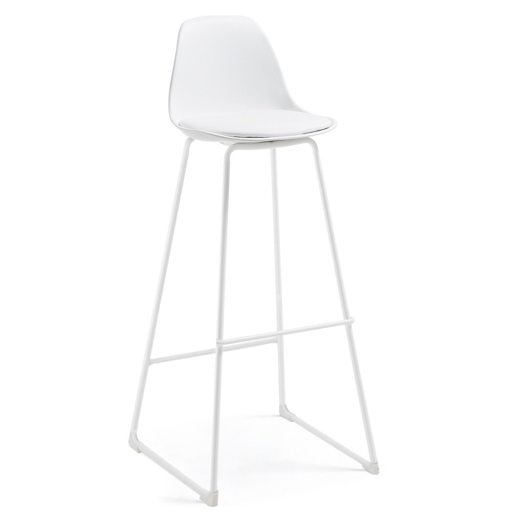 Taburete TOWER, epoxi blanco, carcasa y tapizado blanco