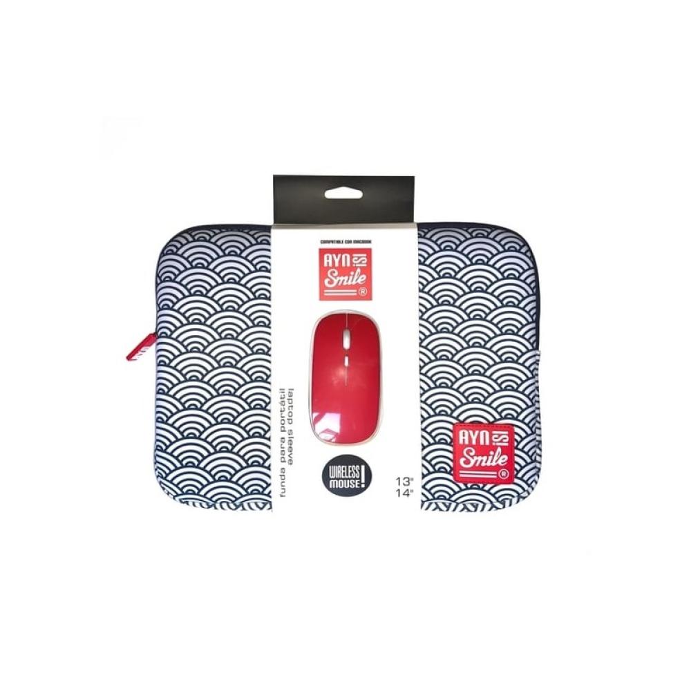Smile - Laptop sleeve Kimono 13"-14" Seigaiha + Mouse