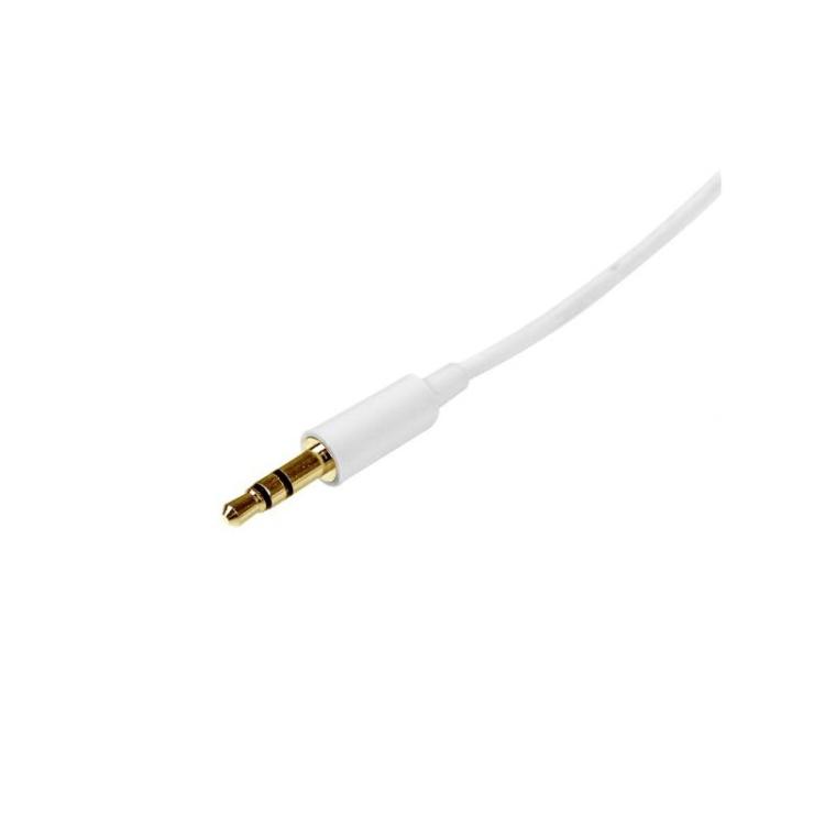 StarTech.com - Cable 1m 1 metro Slim Delgado de Audio Estéreo Mini Jack Plug 3,5mm - Blanco - Macho a Macho