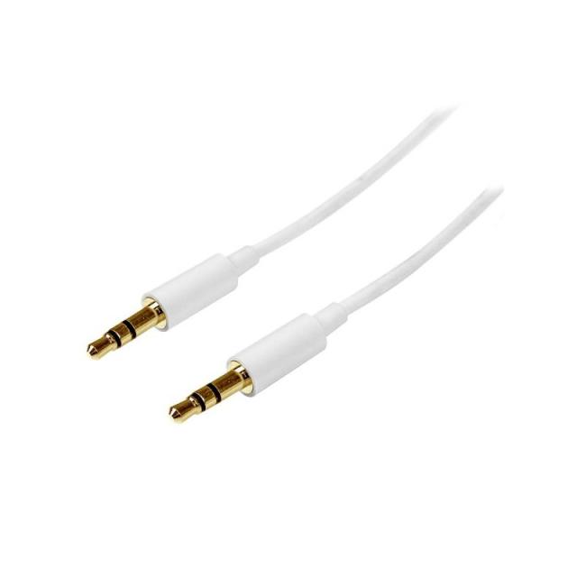 StarTech.com - Cable 1m 1 metro Slim Delgado de Audio Estéreo Mini Jack Plug 3,5mm - Blanco - Macho a Macho