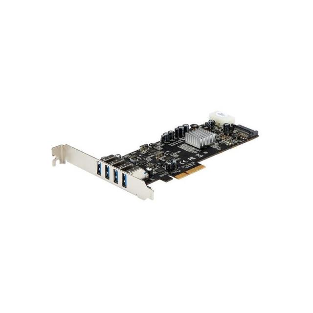 StarTech.com - Adaptador Tarjeta PCI Express PCI-E 4 Puertos USB 3.0 UASP 2 Canales de 5Gbps con Alimentación Molex SATA