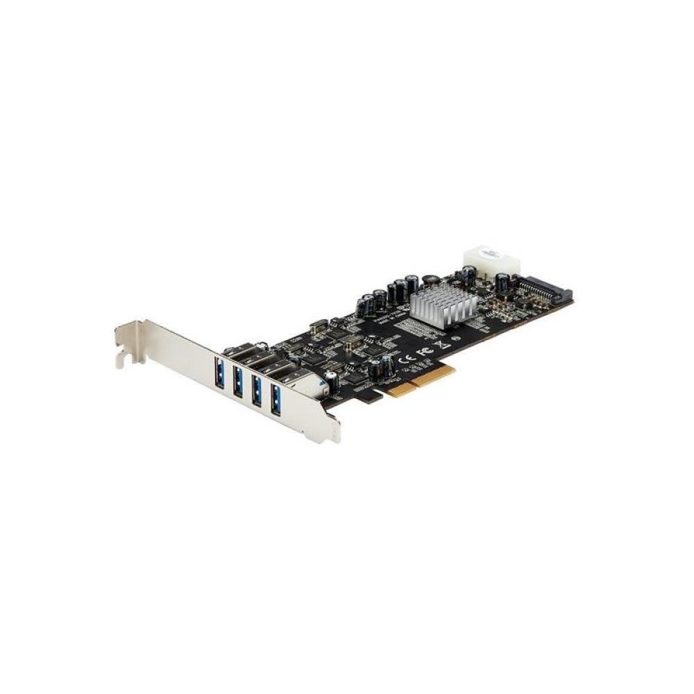 StarTech.com - Adaptador Tarjeta PCI Express PCI-E 4 Puertos USB 3.0 UASP 2 Canales de 5Gbps con Alimentación Molex SATA