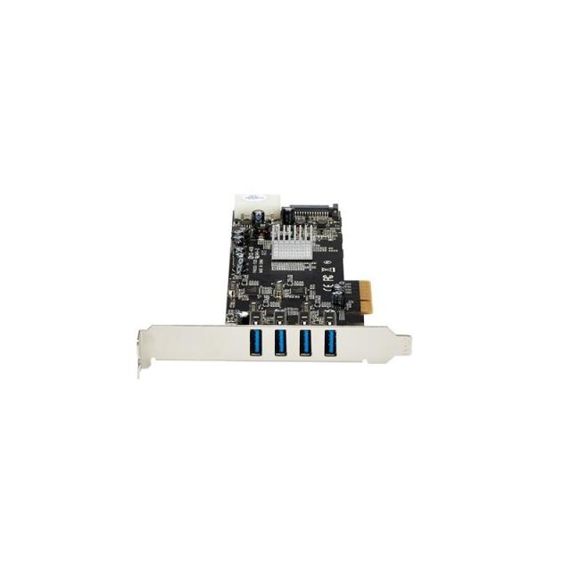 StarTech.com - Adaptador Tarjeta PCI Express PCI-E 4 Puertos USB 3.0 UASP 2 Canales de 5Gbps con Alimentación Molex SATA