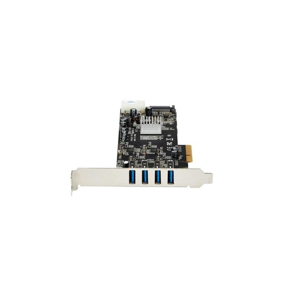 StarTech.com - Adaptador Tarjeta PCI Express PCI-E 4 Puertos USB 3.0 UASP 2 Canales de 5Gbps con Alimentación Molex SATA