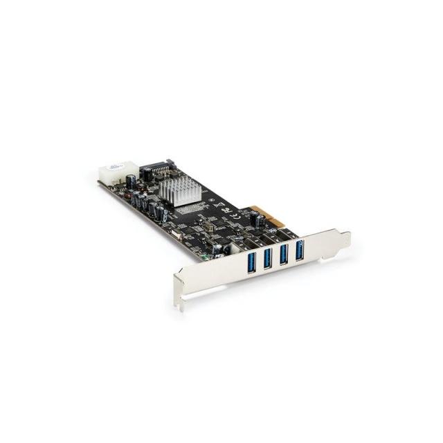 StarTech.com - Adaptador Tarjeta PCI Express PCI-E 4 Puertos USB 3.0 UASP 2 Canales de 5Gbps con Alimentación Molex SATA