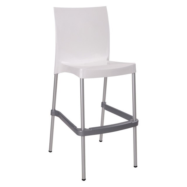 Taburete NICO, apilable, polipropileno blanco brillo