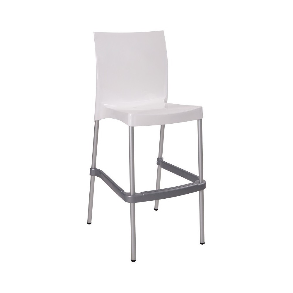Taburete NICO, apilable, polipropileno blanco brillo