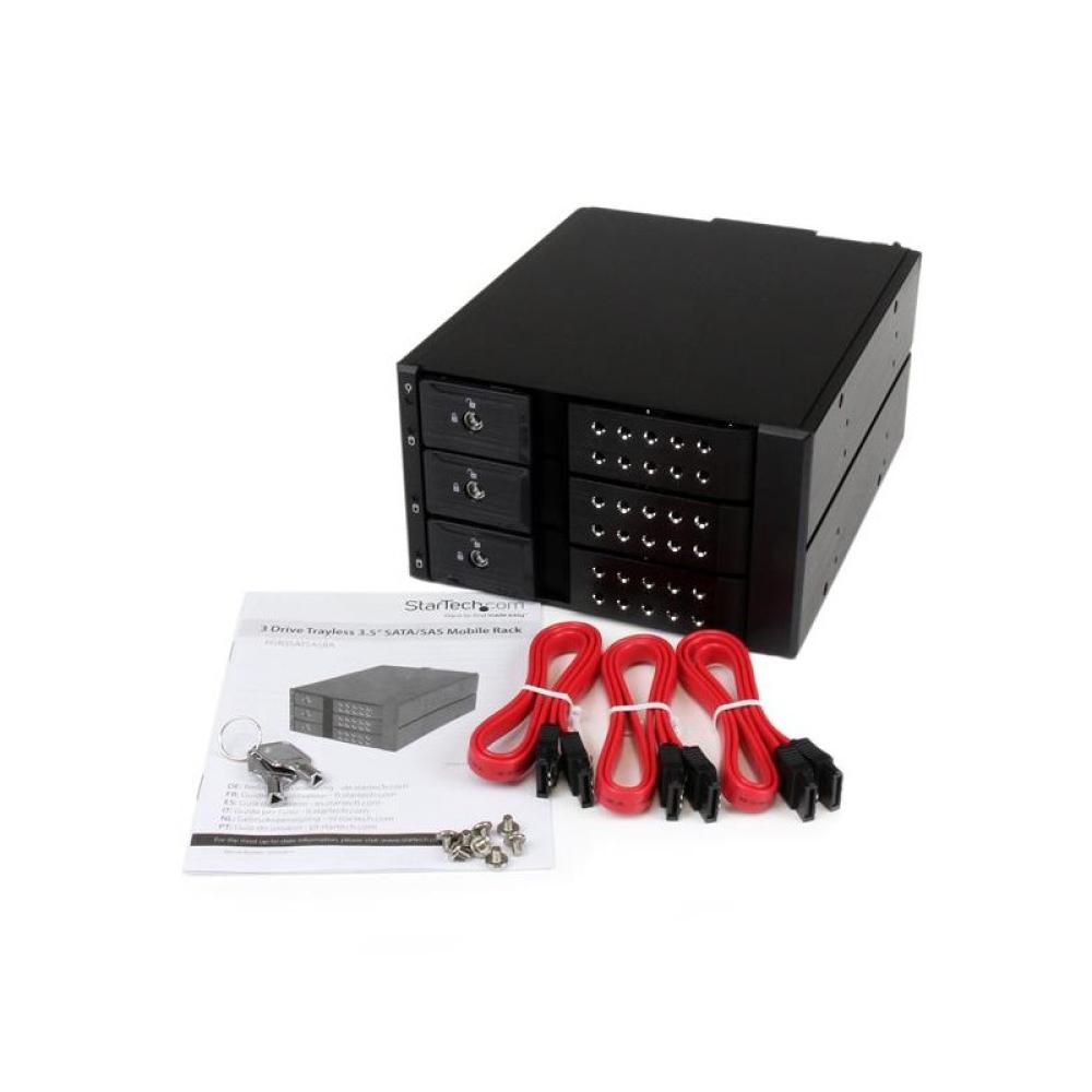 StarTech.com - Rack Móvil Backplane de 3 Bahías para Unidades de 3,5 SAS II/SATA III Hot Swap - 6 Gbps - Rack Móvil de Aluminio