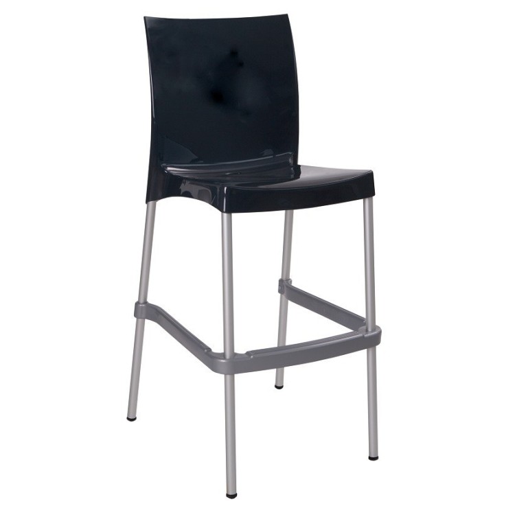 Taburete NICO, apilable, polipropileno negro brillo