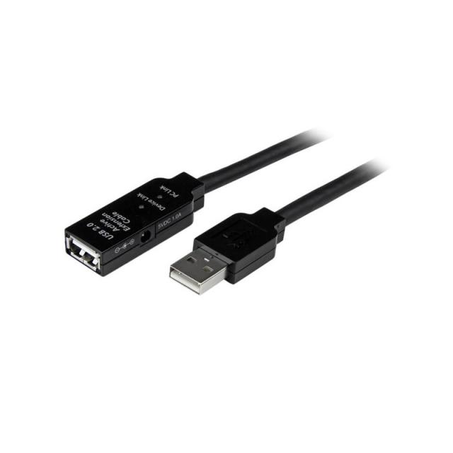 StarTech.com - Cable 10m Extensión Alargador USB 2.0 Activo Amplificado - Macho a Hembra USB A - Negro