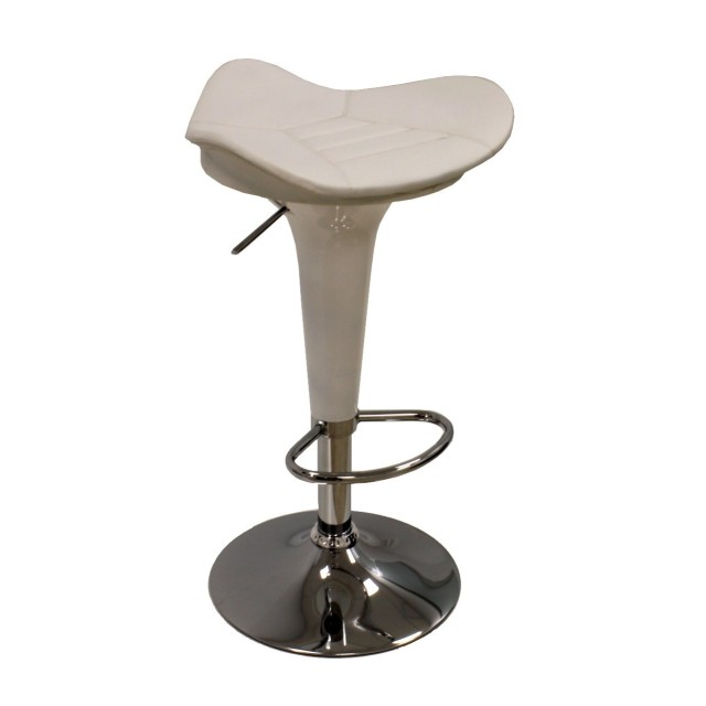 Taburete CARSON, cromado, abs blanco, similpiel blanca