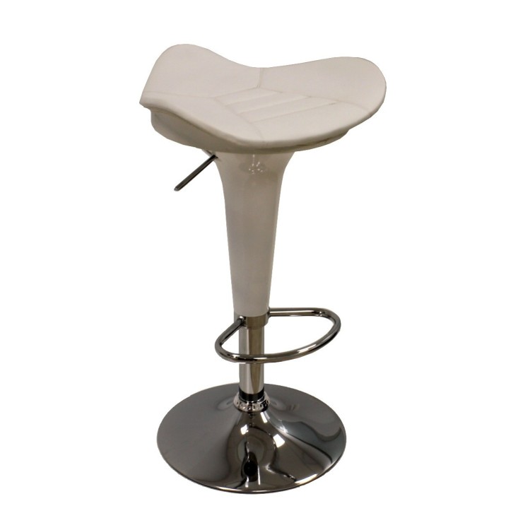 Taburete CARSON, cromado, abs blanco, similpiel blanca