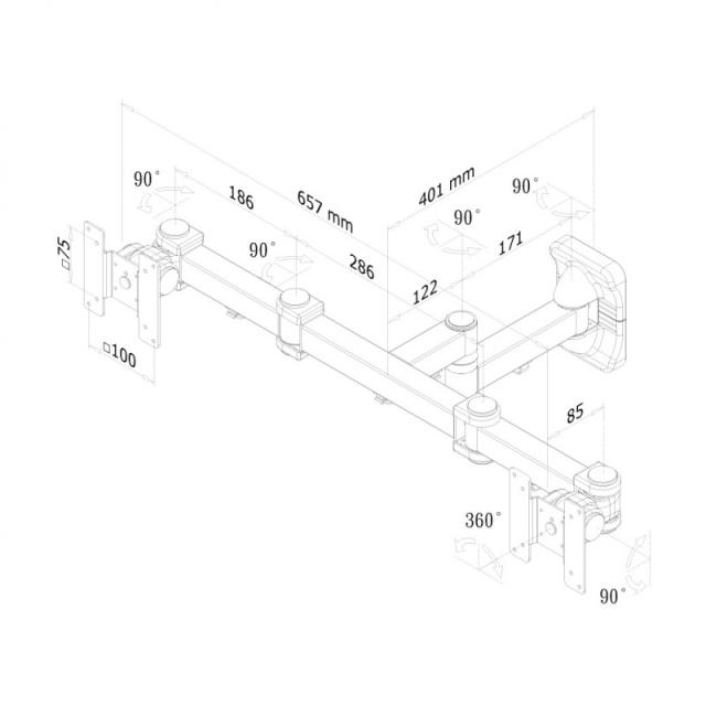 Neomounts - FPMA-W960D Soporte de pared para doble monitor/TV 10-27" - movimiento completo