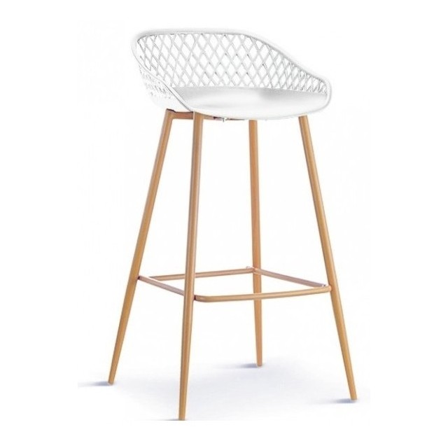 Taburete MÓNICA, metal, polipropileno blanco