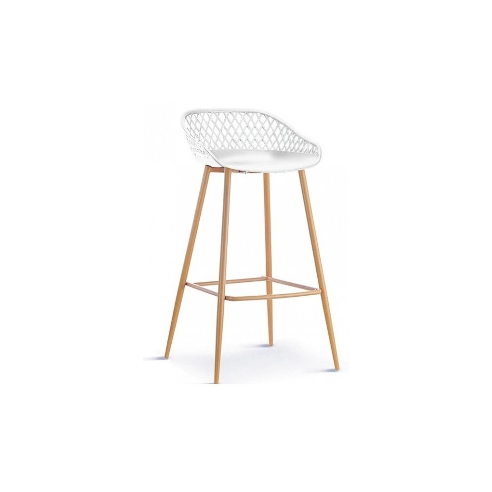 Taburete MÓNICA, metal, polipropileno blanco
