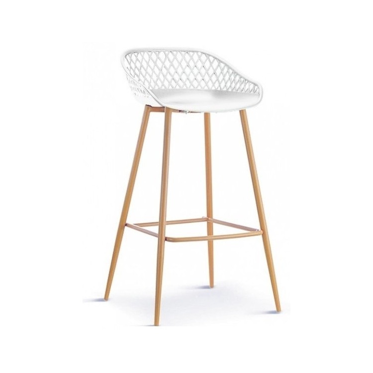 Taburete MÓNICA, metal, polipropileno blanco