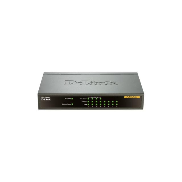D-Link - DES-1008PA switch No administrado Fast Ethernet (10/100) Energía sobre Ethernet (PoE) Negro