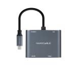 Nanocable - Conversor USB-C a HDMI/VGA/USB3.0/PD 15 cm, Gris