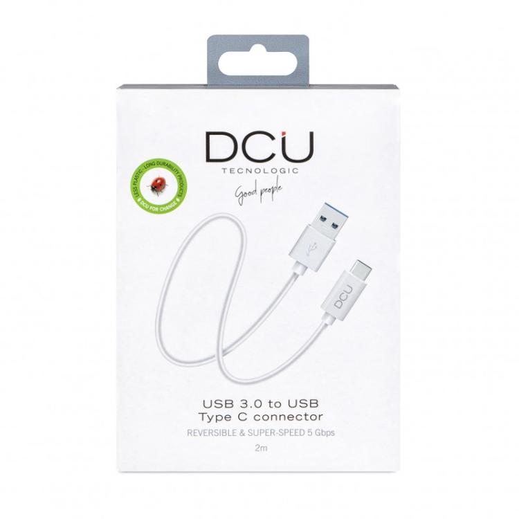 DCU Advance Tecnologic - 30402065 cable USB 2 m USB 3.2 Gen 1 (3.1 Gen 1) USB C USB A Blanco