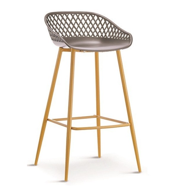 Taburete MÓNICA, metal, polipropileno gris pardo