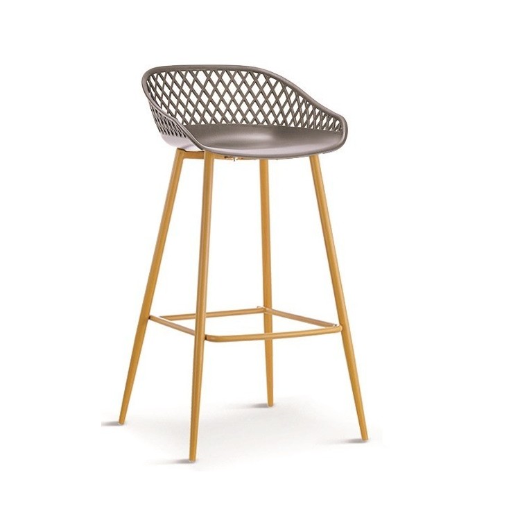 Taburete MÓNICA, metal, polipropileno gris pardo