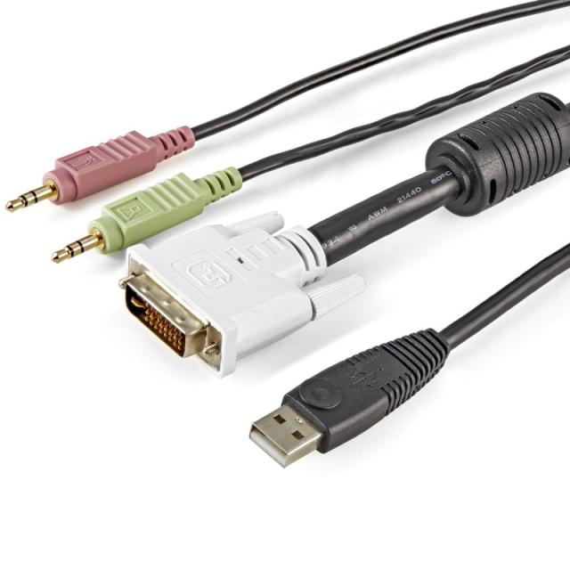 StarTech.com - Cable KVM 4 en 1 de 1,8m con DVI USB Audio y Micrófono