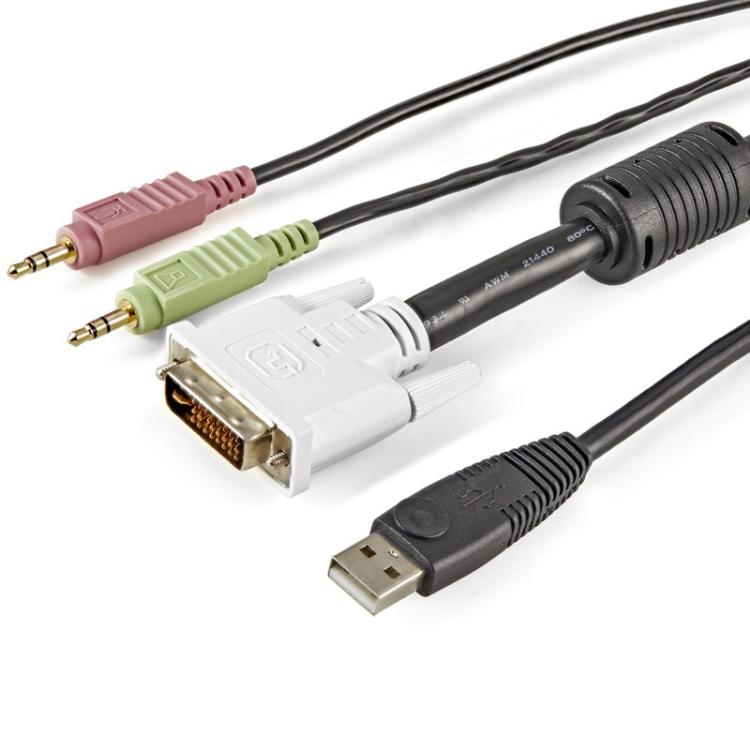 StarTech.com - Cable KVM 4 en 1 de 1,8m con DVI USB Audio y Micrófono
