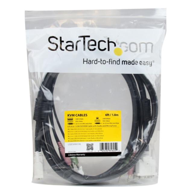 StarTech.com - Cable KVM 4 en 1 de 1,8m con DVI USB Audio y Micrófono