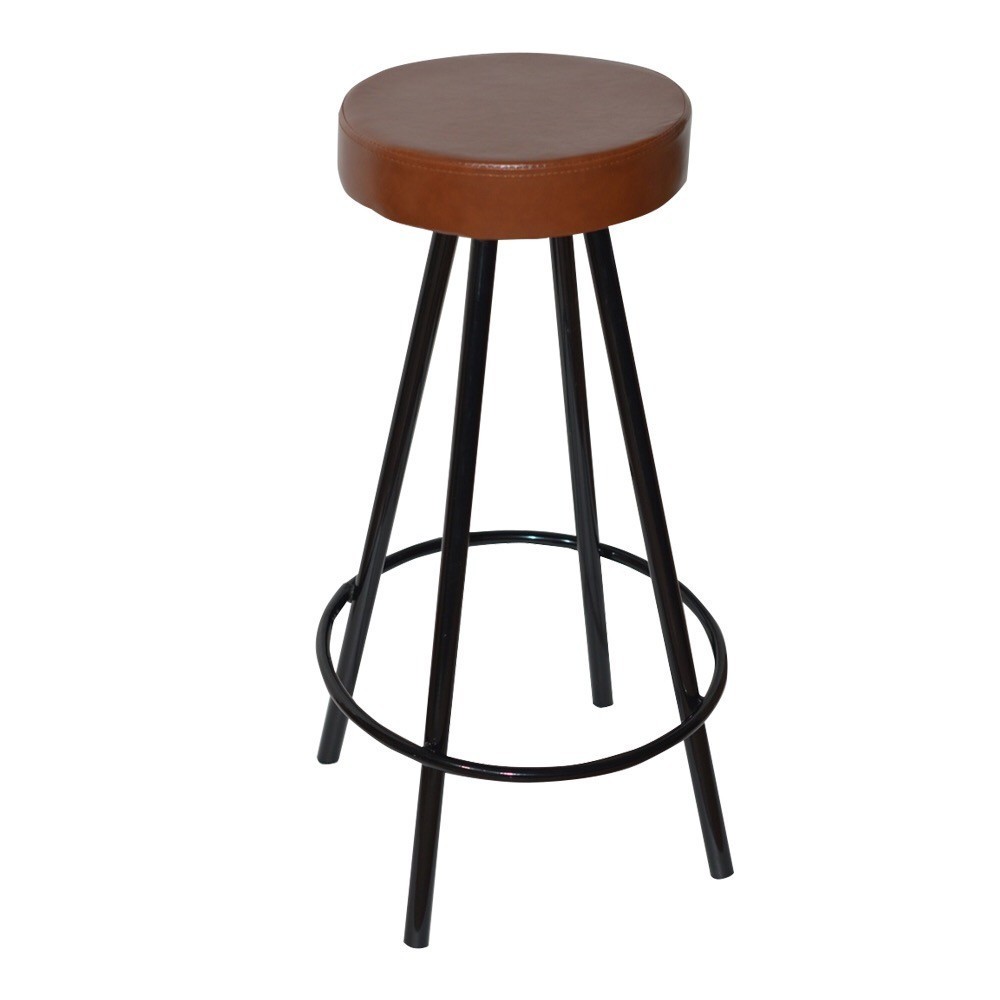 Taburete KISEN, epoxi negro, similpiel cuero viejo