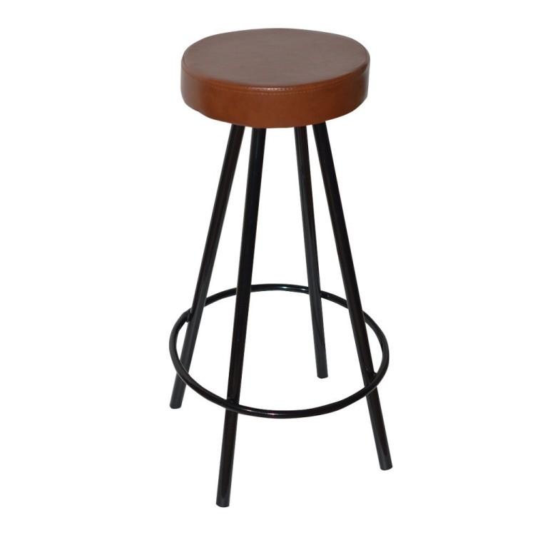 Taburete KISEN, epoxi negro, similpiel cuero viejo