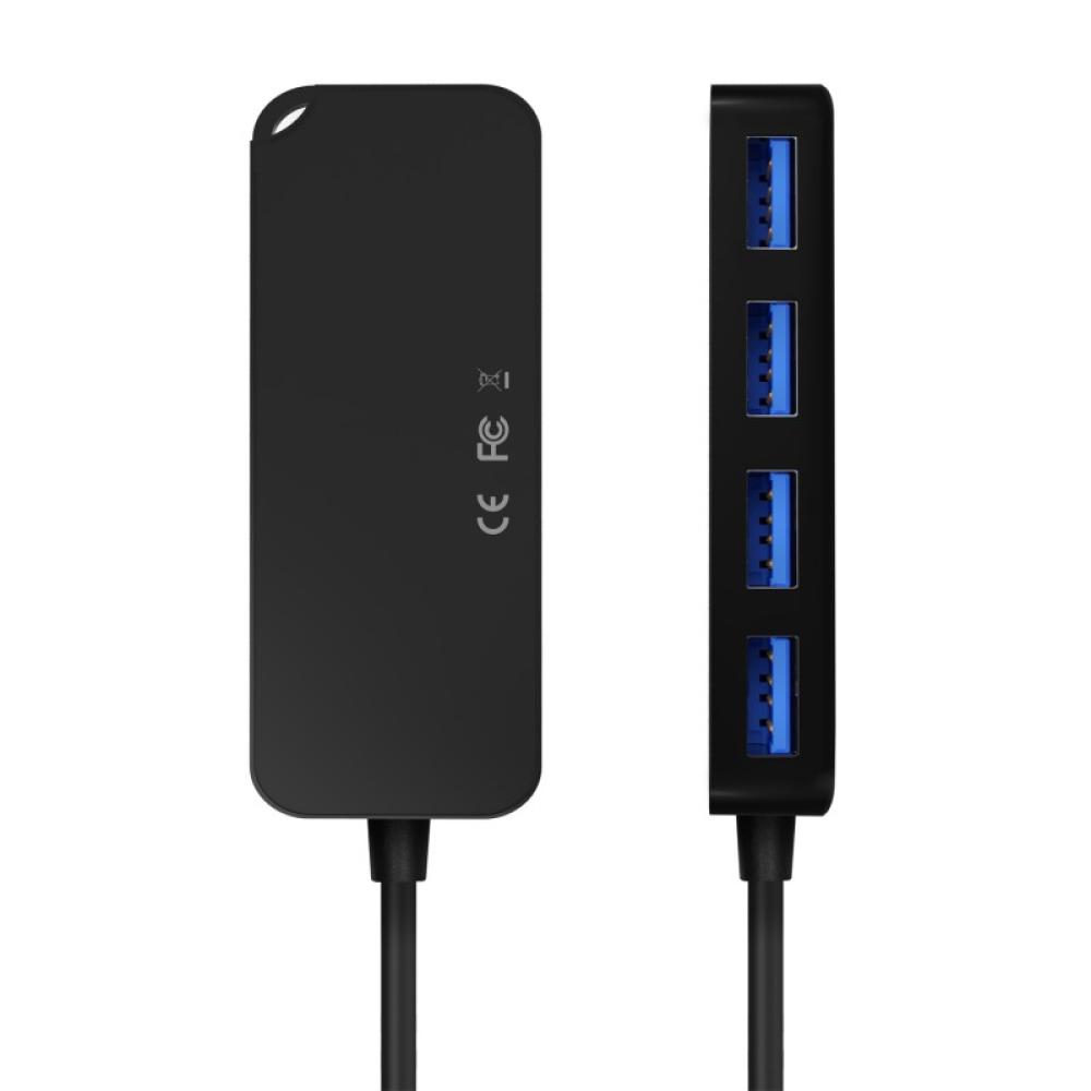 AISENS - Hub USB 3.0, Tipo A/M-4x Tipo A/H, Negro, 60cm