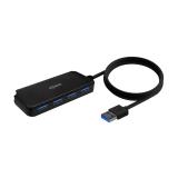 AISENS - Hub USB 3.0, Tipo A/M-4x Tipo A/H, Negro, 60cm