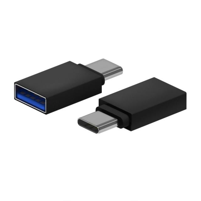 AISENS - Mini Adaptador Aluminio USB 3.2 Gen1 3A, Tipo USB-C/M-A/H, Negro