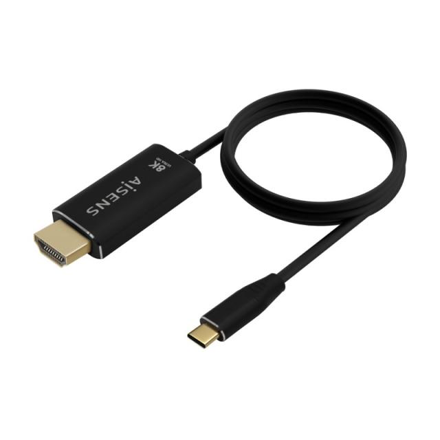 AISENS - Cable Conversor Aluminio USB-C A HDMI 2.1 8k@60Hz, USB-C/M-HDMI/M, Negro, 1.0m