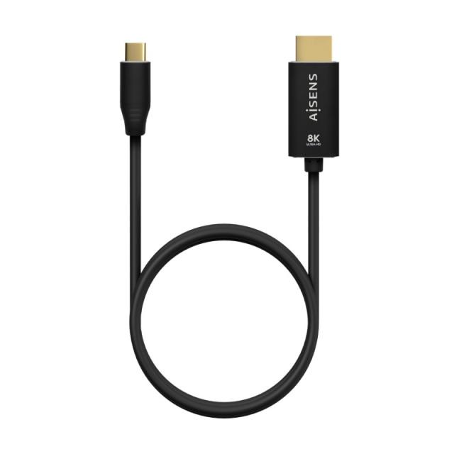 AISENS - Cable Conversor Aluminio USB-C A HDMI 2.1 8k@60Hz, USB-C/M-HDMI/M, Negro, 1.0m