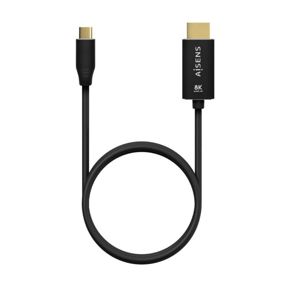 AISENS - Cable Conversor Aluminio USB-C A HDMI 2.1 8k@60Hz, USB-C/M-HDMI/M, Negro, 1.0m