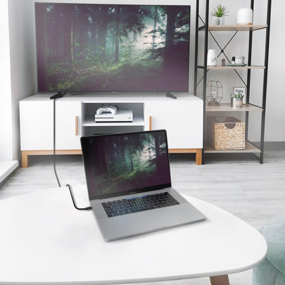 AISENS - Cable Conversor Aluminio USB-C A HDMI 2.1 8k@60Hz, USB-C/M-HDMI/M, Negro, 2.0m